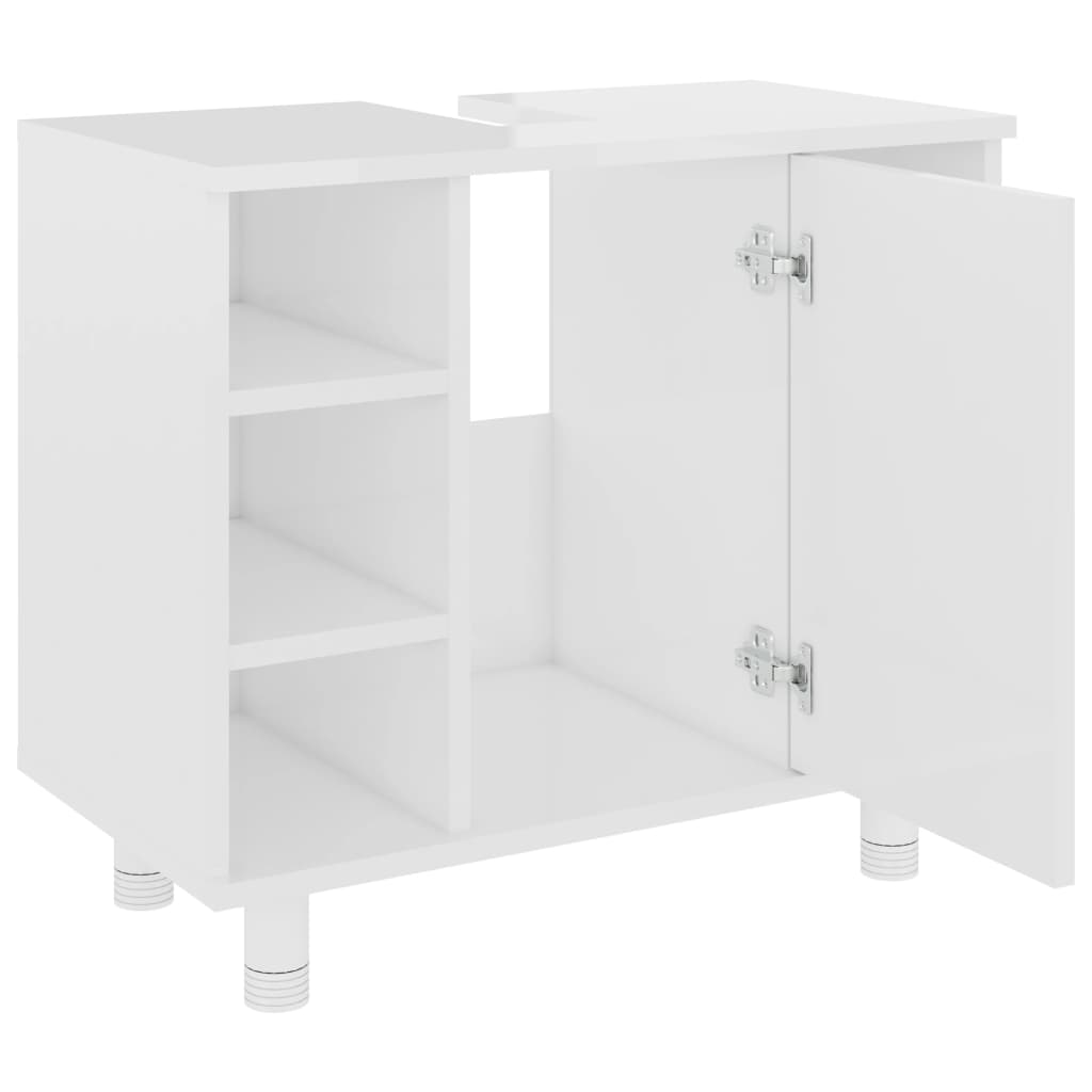 Maison Exclusive - Armario de baño madera contrachapada blanco brillo 60x32x53,5cm - 5