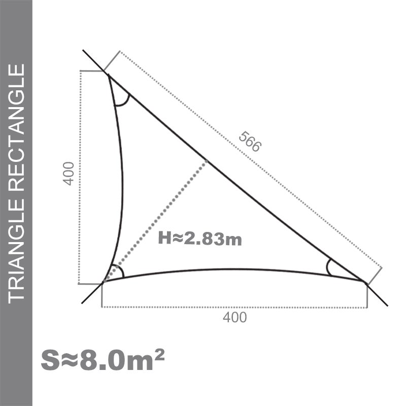 Voile d'ombrage 4 x 4 x 5,66 m imperméable 220g/m² Haute densité - Tissu déperlant - Gris ardoise - 4