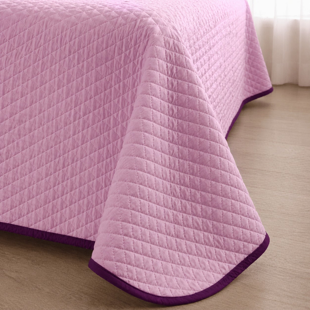 Colcha Bicolor Reversible Salmón/Berenjena Cama 180cm Donegal Collections - 3