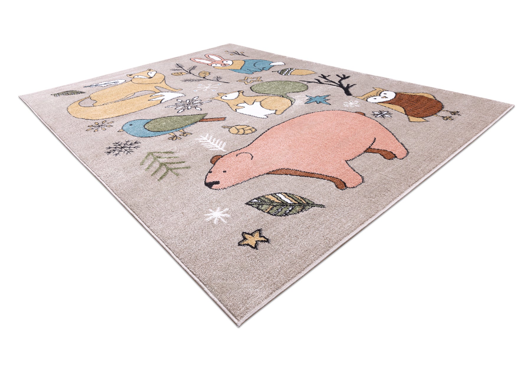 Dywan FUN Forester dla dzieci, zwierzęta, las beż 240x330 cm - 3