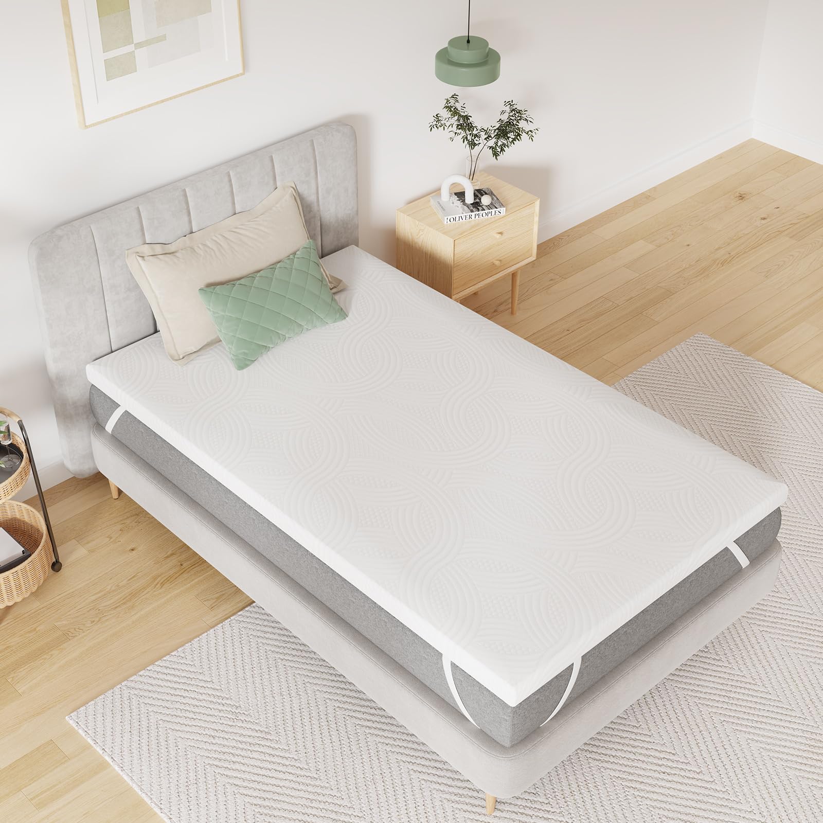 XOLLOZ Lash Bed Topper Memory Foam | 6,3 cm dikke, comfortabele matrastopper voor wimperverlengtafel - met vier hoekriemen en antislip onderkant (zwart