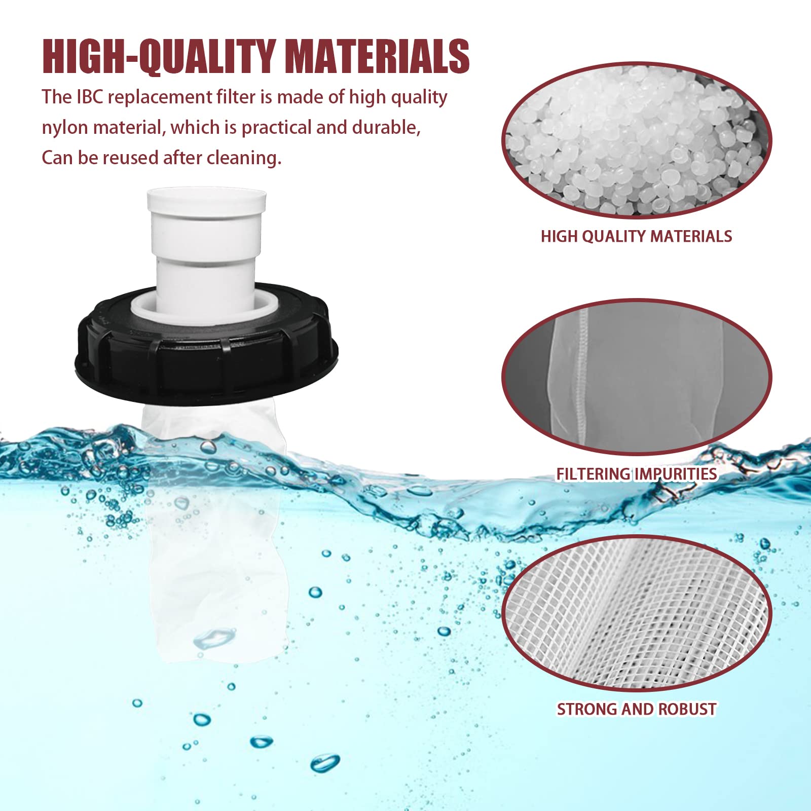 Couvercle de filtre IBC, couvercle de filtre en nylon 165mm, raccord de réservoir IBC avec filtre en nylon lavable, pour réservoirs d'eau de pluie IBC - 4