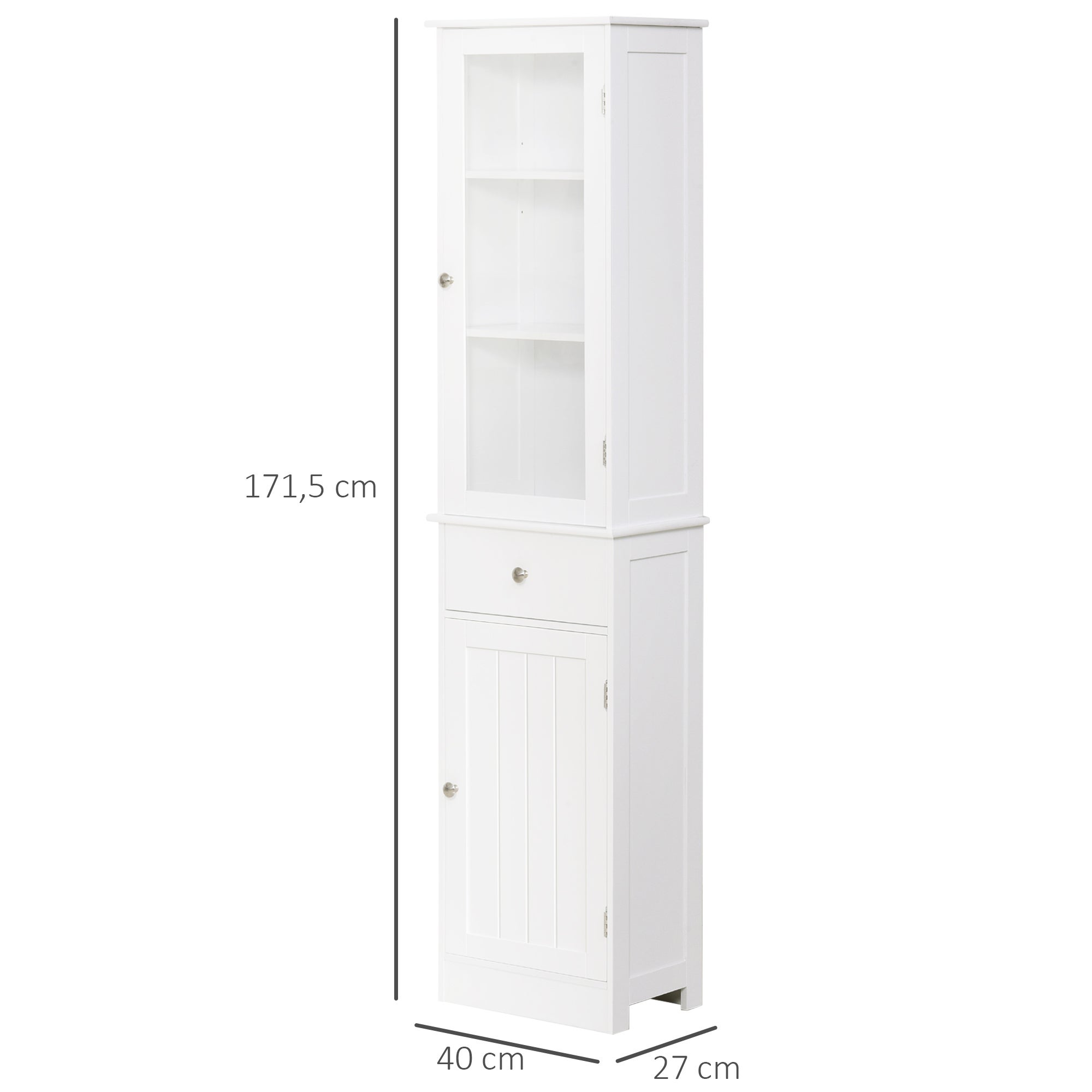 Armario Alto para Baño KLEANKIN MDF y Acrílico Blanco 40x27x171.5 cm - 4