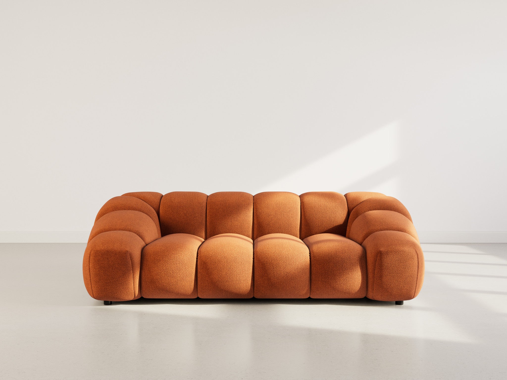 Canapé droit 3 places en velours texturé terracotta - AVA - Best Mobilier - 2