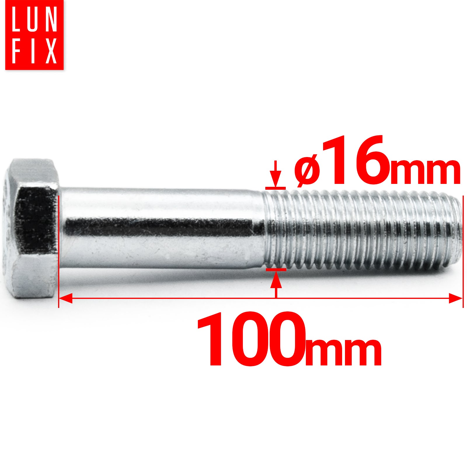 Śruba sześciokątna M16 100 mm DIN 931 kl. 8.8 1kg