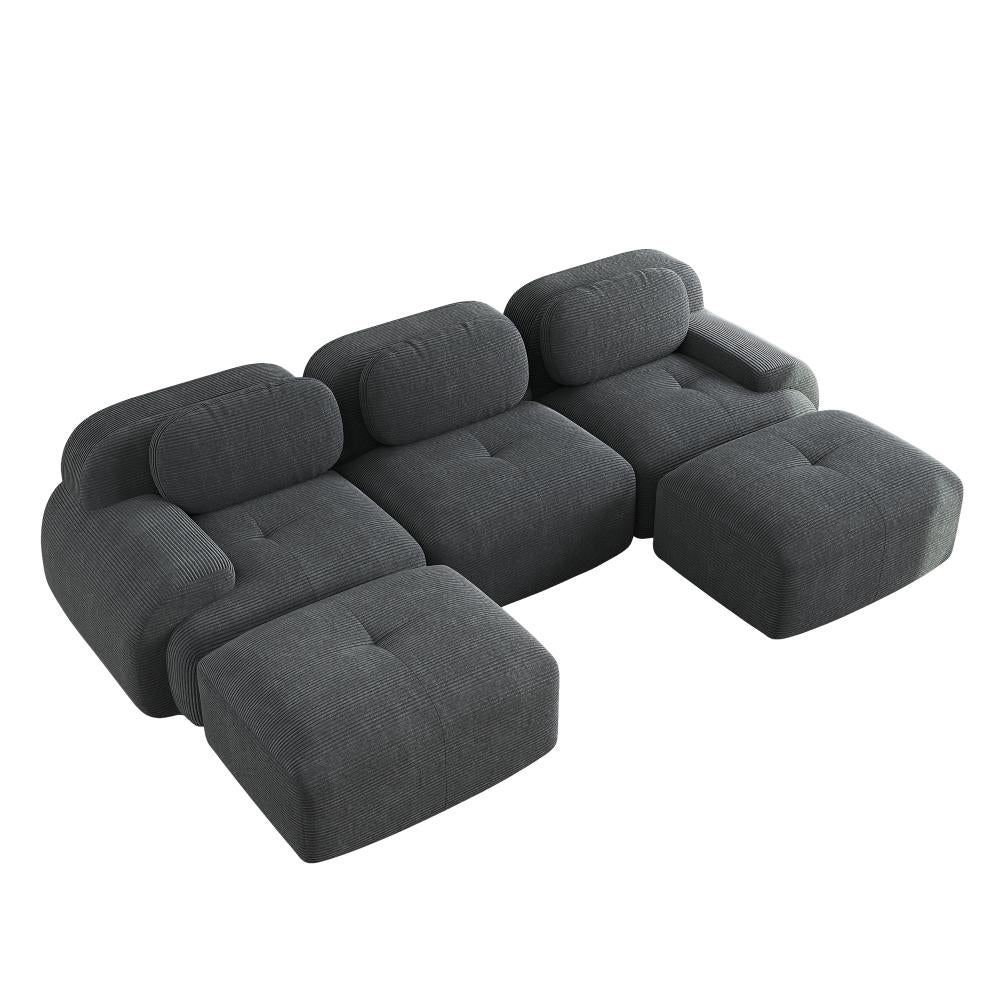 Canapé modulaire en U en tissu côtelé premium, sans montage, antidérapant, adapté aux animaux, rembourrage 32D,chambre et bureau - 6