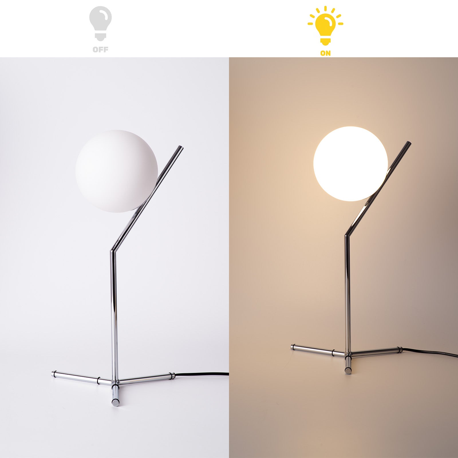 Lampada da Tavolo Sfera in Vetro e Alluminio Argento: Illuminazione Notturna per Camere da Letto e Soggiorni E27 Ø18cm 