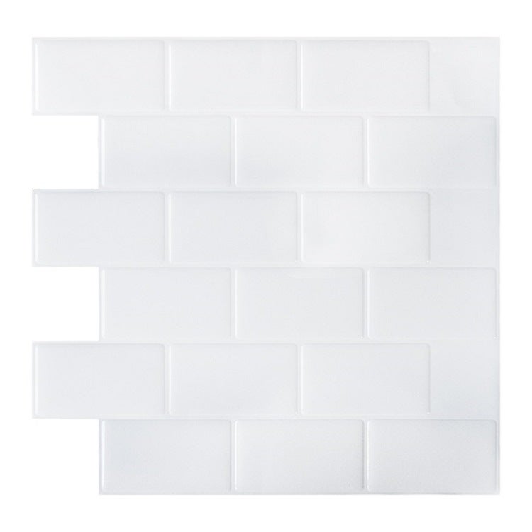 Papel pintado autoadhesivo para azulejos, color blanco, 30 x 30 cm, pegatina de pared estilo mosaico, película decorativa impermeable para azulejos