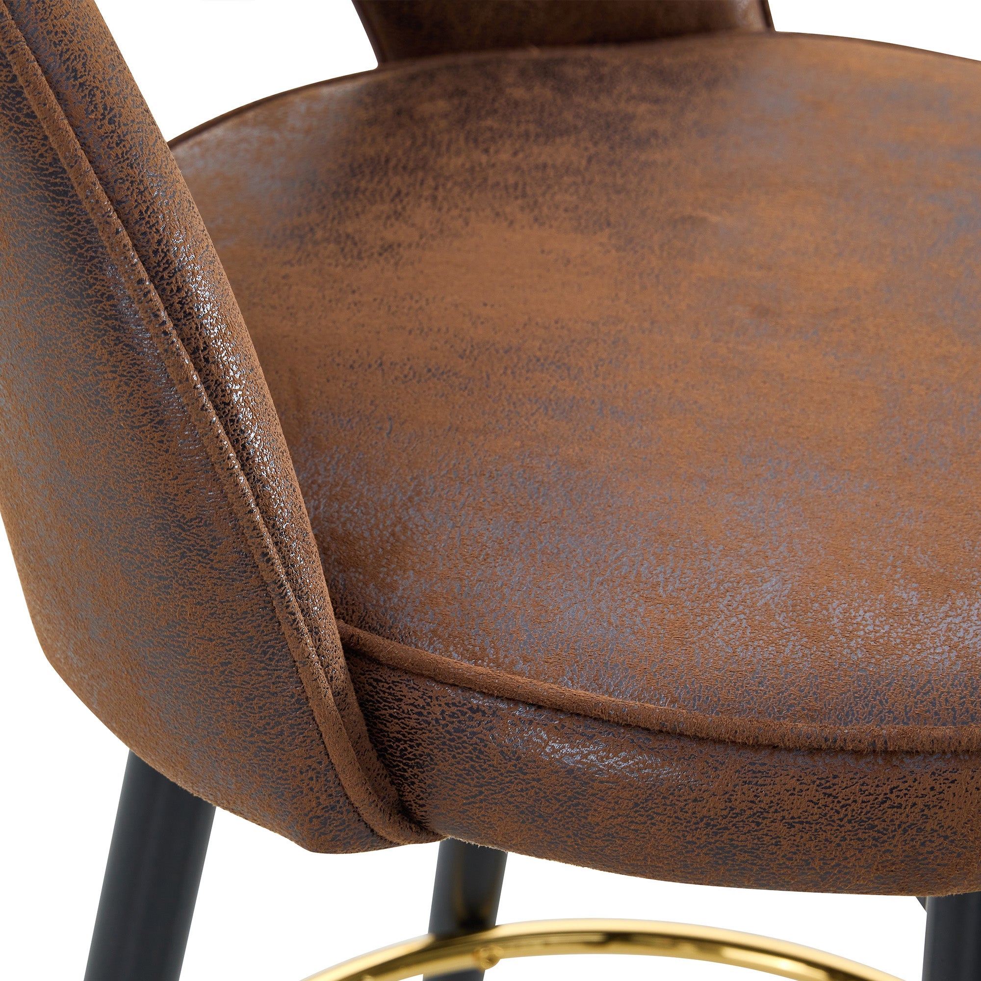 Lot de 2 Tabourets chaise de bar Pivotants à 360° Brun, Chaise salle a manger avec Dossier Ajouré, Chaise de salon Structure Métallique, Tissu en PU - 8