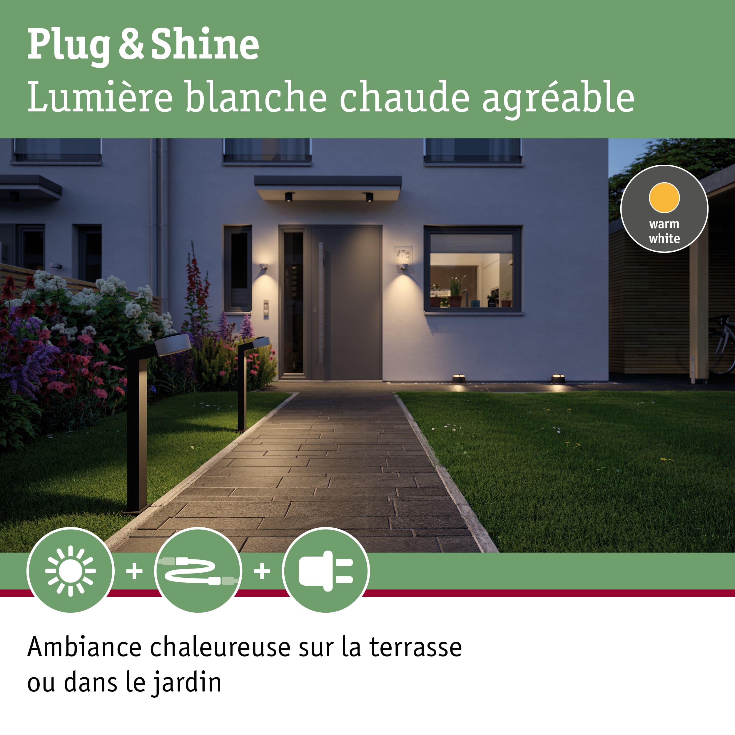 Plug & Shine Luminaire encastré à poser sur le sol LED Blanc chaud Spot individuel Émission lumineuse double, 180° IP67 3000K 2x3,3W Anthracite - 6