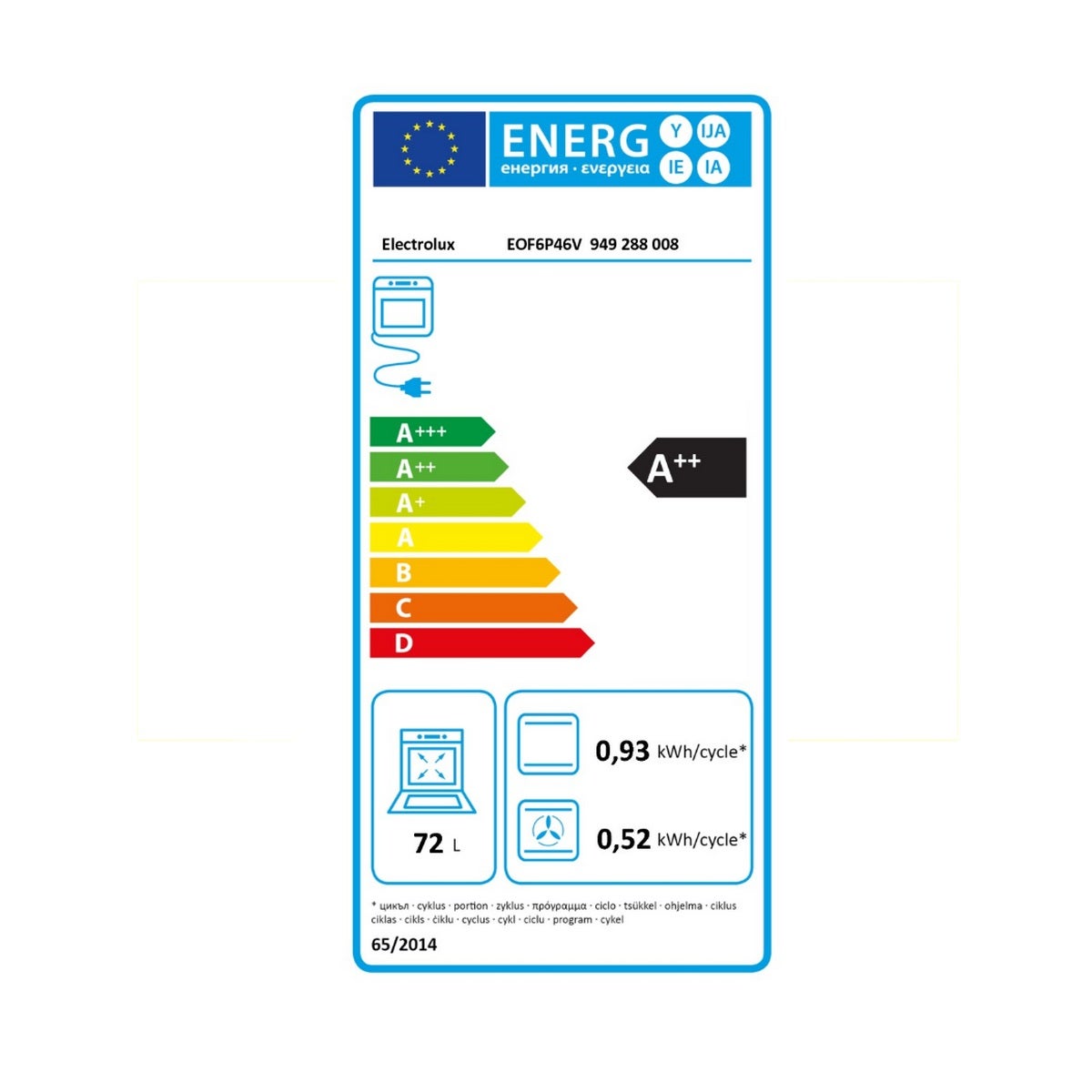 Four intégrable multifonction 72l 60cm pyrolyse - Electrolux EOF6P46V1 - 2