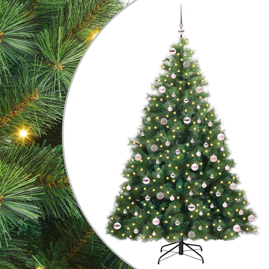 Sztuczna choinka z 300 diodami LED Zielony 240 cm PE i PVC