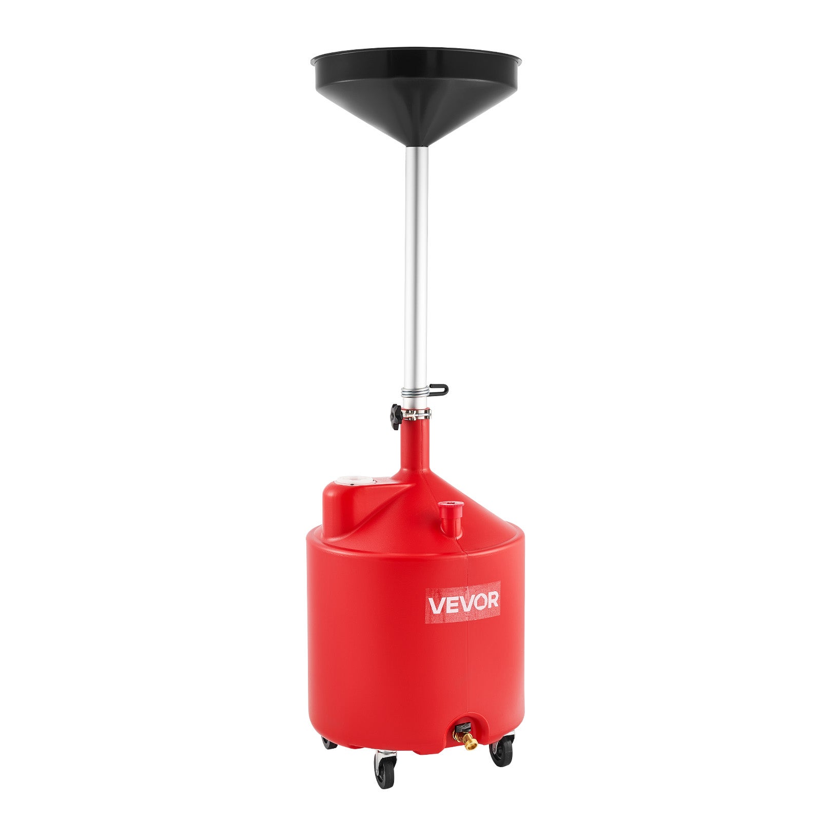 Réservoir De Vidange D'Huile Pneumatique VEVOR 79,5 L - Avec Entonnoir Réglable (102-168 Cm) Et Roues - Pour Atelier - Rouge