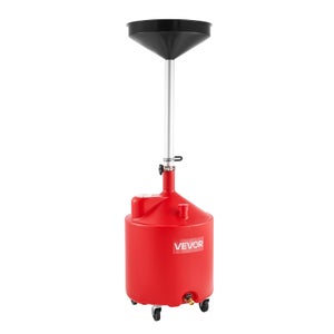 Réservoir De Vidange D'Huile Pneumatique VEVOR 79,5 L - Avec Entonnoir Réglable (102-168 Cm) Et Roues - Pour Atelier - Rouge