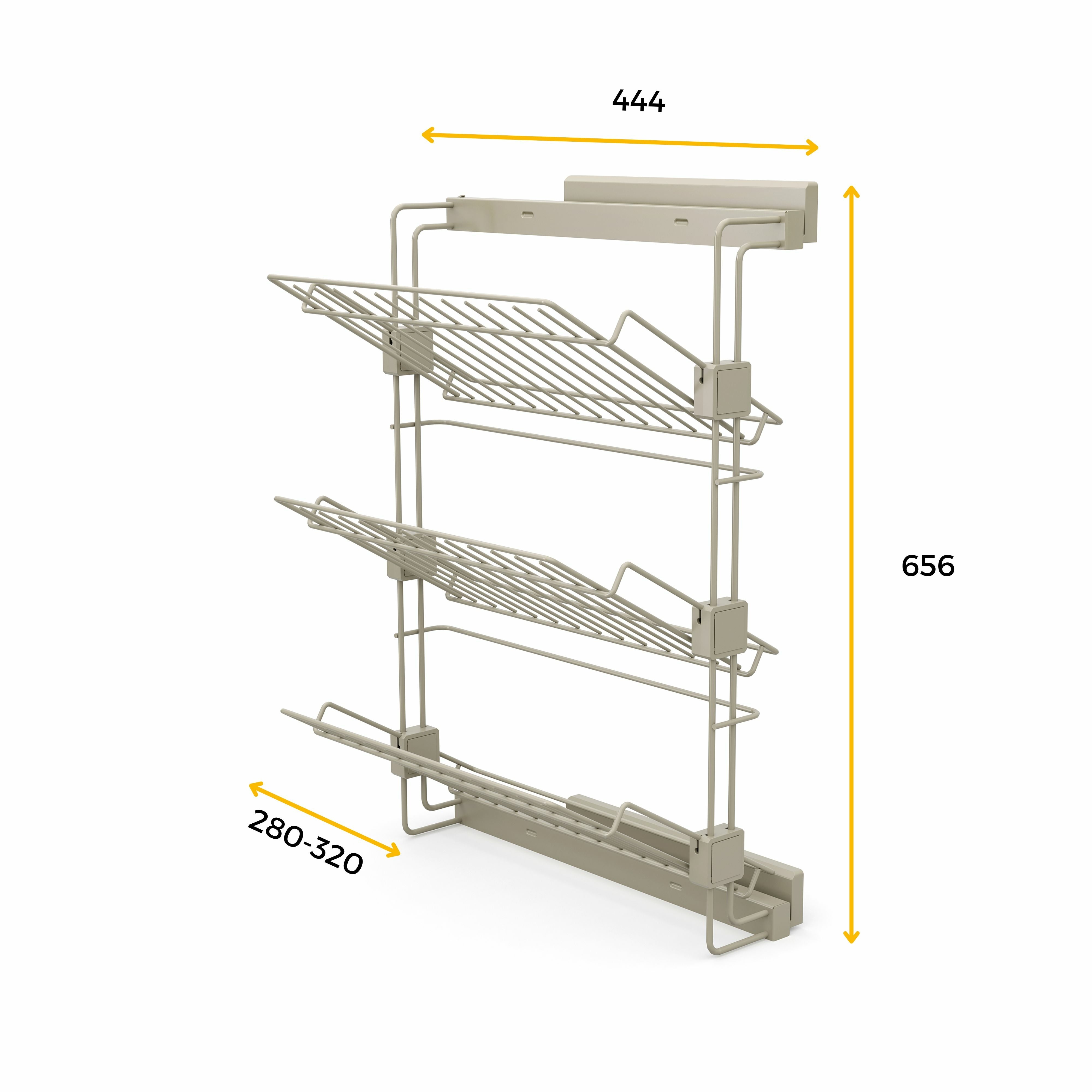 Emuca Porte-chaussures latéral coulissant pour placards et dressing Hack, Gauche, Peint gris pierre, Acier. - 5