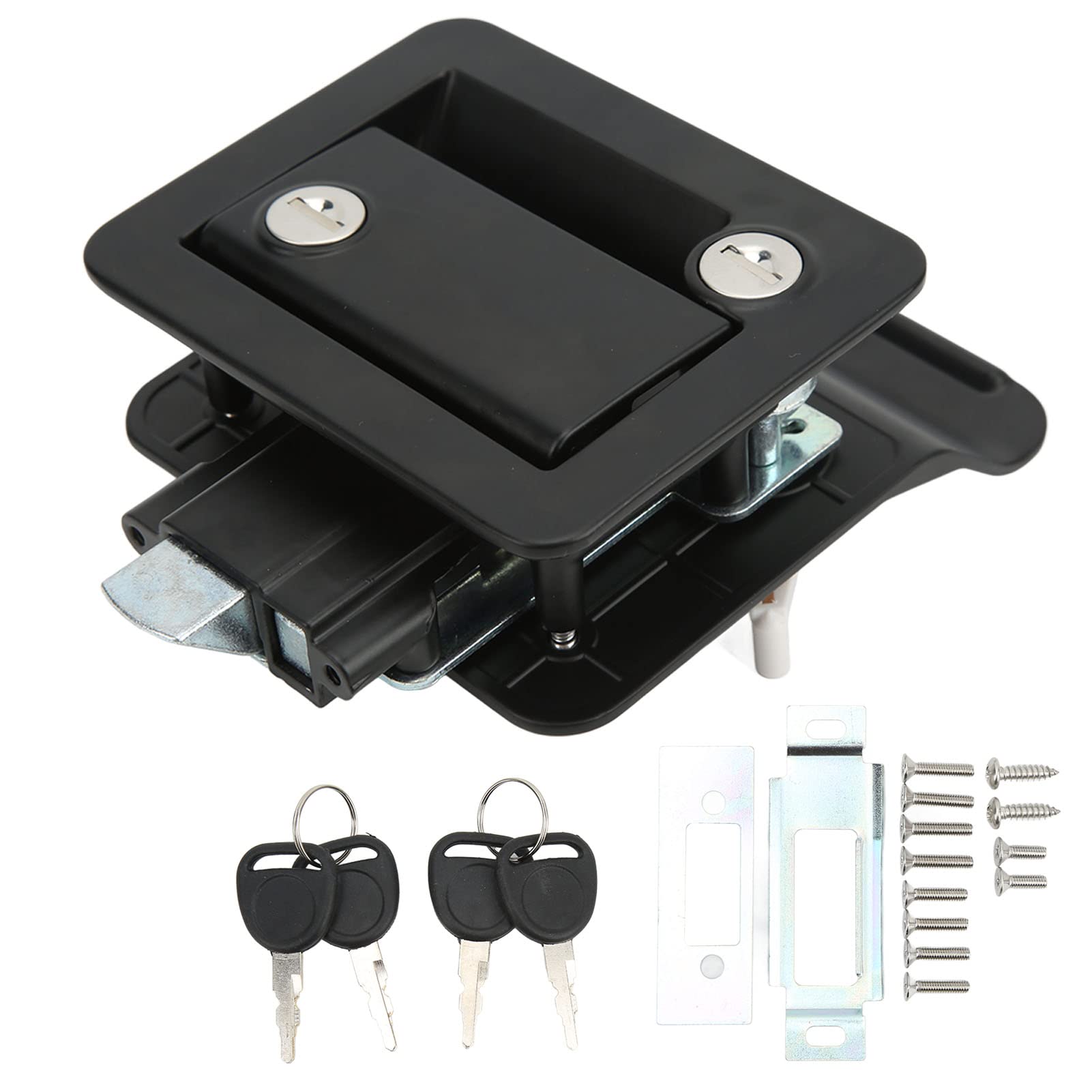 Serratura di sicurezza per porta d'ingresso per camper, serratura a scatto incorporata in lega di alluminio per roulotte (nero) - 7