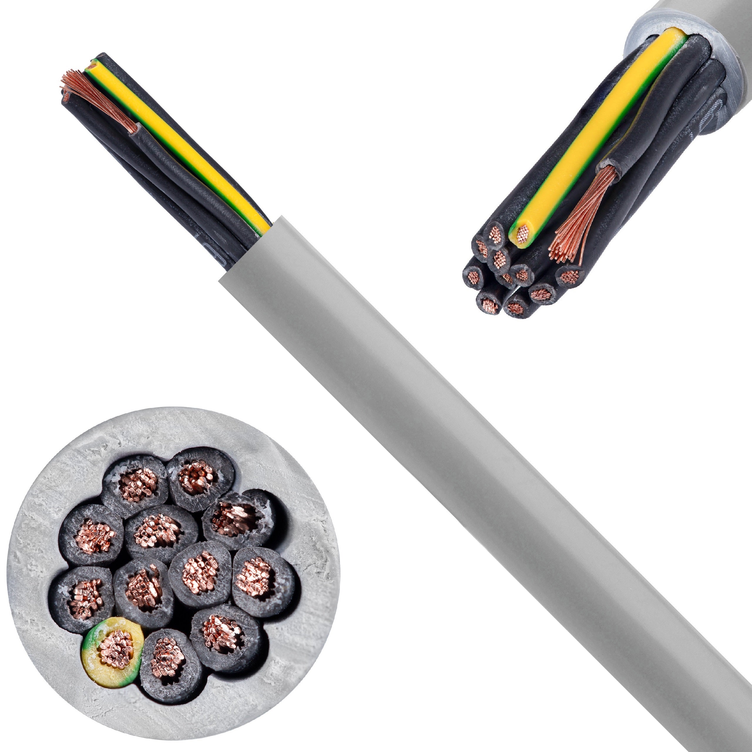 Kabel sterowniczy JZ-500 12x0,75mm2 szary 300/500V numerowany olejoodporny linka Helukabel 100m