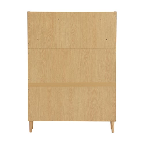 Meuble à chaussures en bois et rotin - 3 portes basculantes et 1 tiroir, naturel - 7