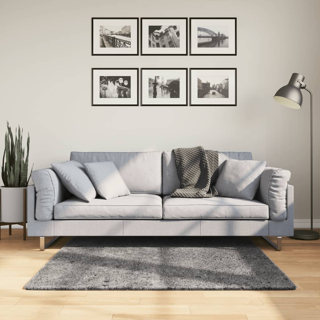 Dywan HUARTE z krótkim włosiem, antracytowy, 120x120 cm vidaXL