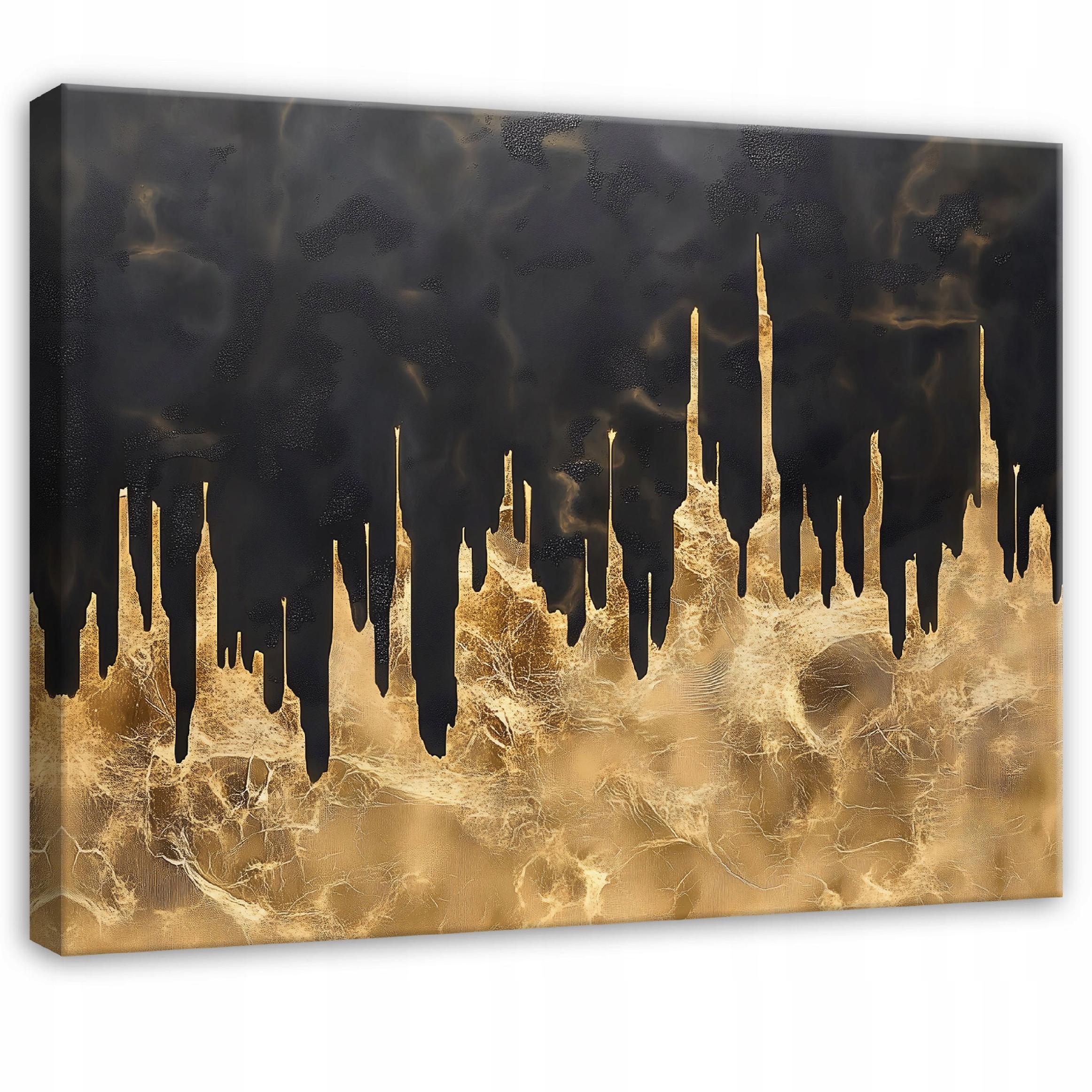 Obraz na płótnie ścianę Abstrakcja Glamour Złoty Czarny 120x80 cm Dekoracja Ścienna do Sypialni Salonu