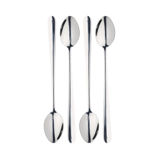 MasterClass Cucchiai da latte per latti, gelati, frullati, in acciaio inox, 12 cm, set di 4, argento