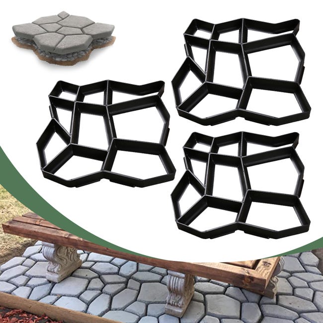 Stampo Per Pavimentazione Fai Da Te In ABS - Forma Per Pietre Da Giardino 32.7x32.7cm - Foto 7