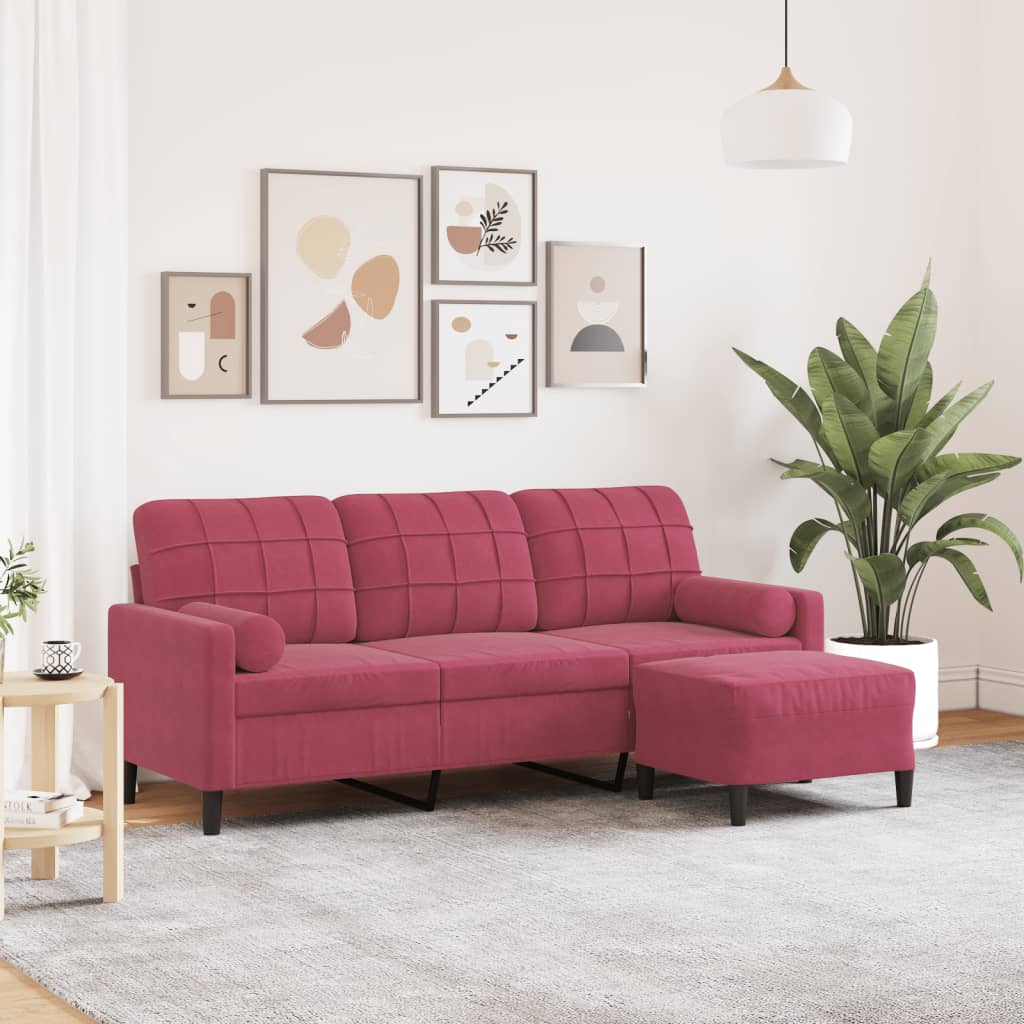 Canapé 3 Places Velours Noir VidaXL - Moderne Et Confortable - Pour Salon, Séjour Ou Balcon - 6