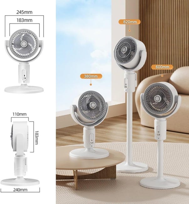 Ventilatore Oscillante Bianco A Piantana Da Pavimento Pale Orizzontale - Foto 11