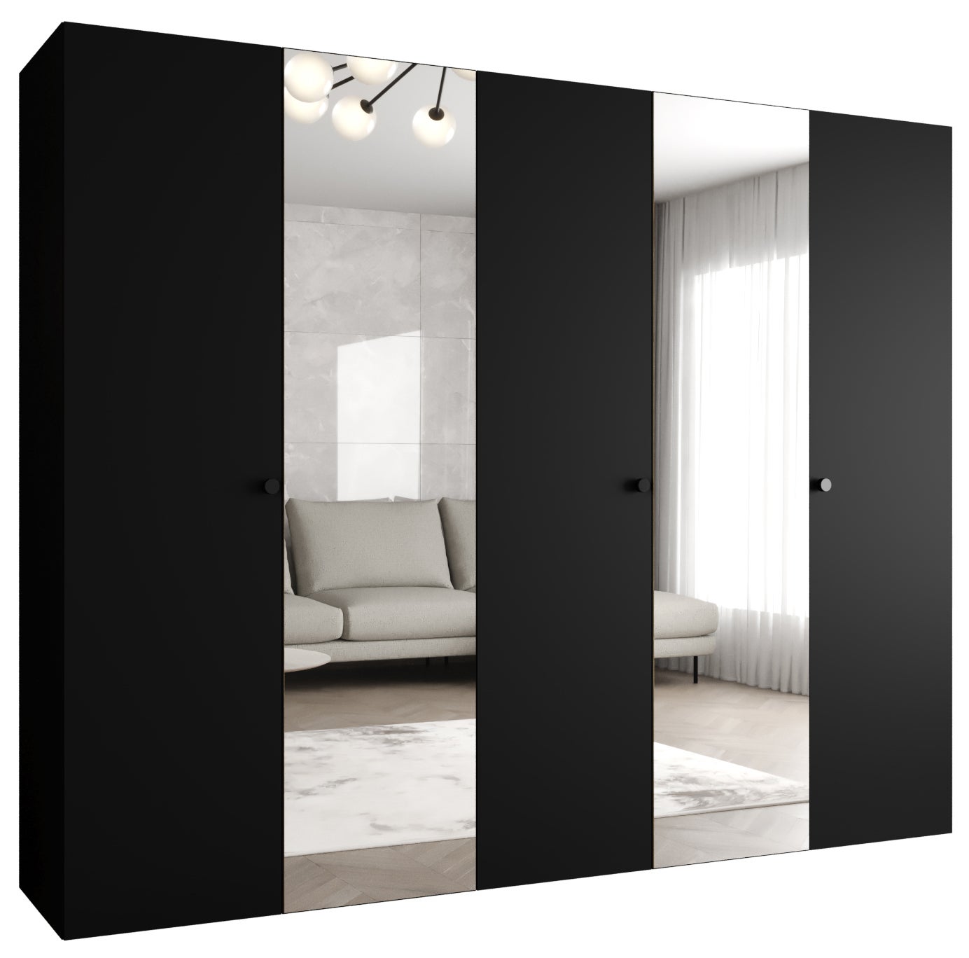 Szafa uchylna otwierana Parma 2 250 x 52 x 202 cm czarny + u. czarny Abiks Meble