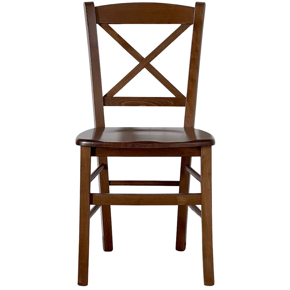 Sedia In Legno Venezia Croce Noce Scuro Con Seduta In Legno