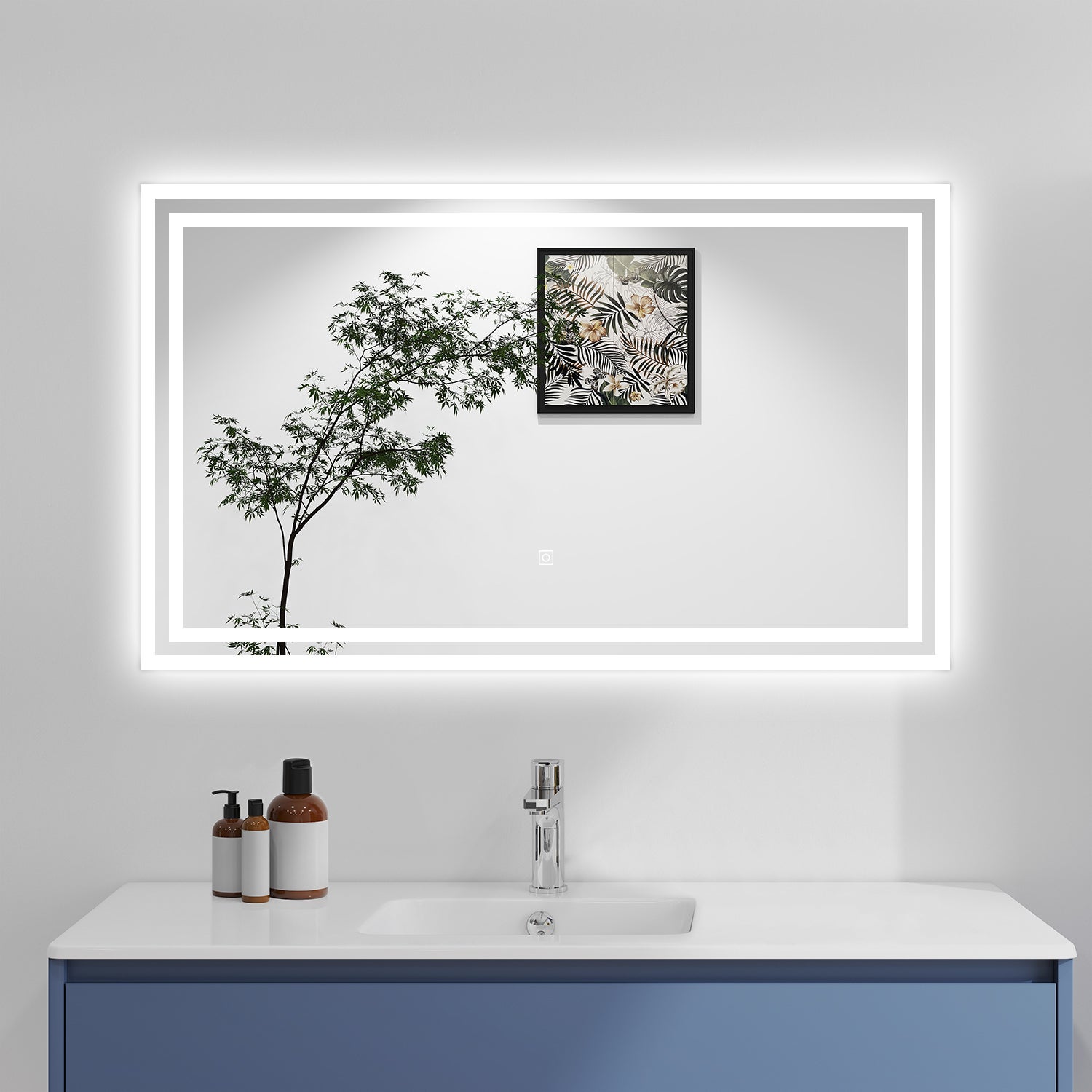 Specchio Da Bagno Rettangolare 76x101 Cm - Cornice Nera Spazzolata, Moderno, Appeso Orizzontale O Verticale, Vetro HD 4mm - 4