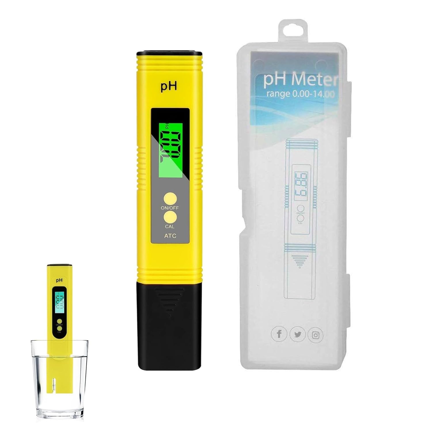 Tester electronic de pH 0–14, precizie 0,01, ecran LCD, calibrare automată, pentru acvarii, piscine și apă