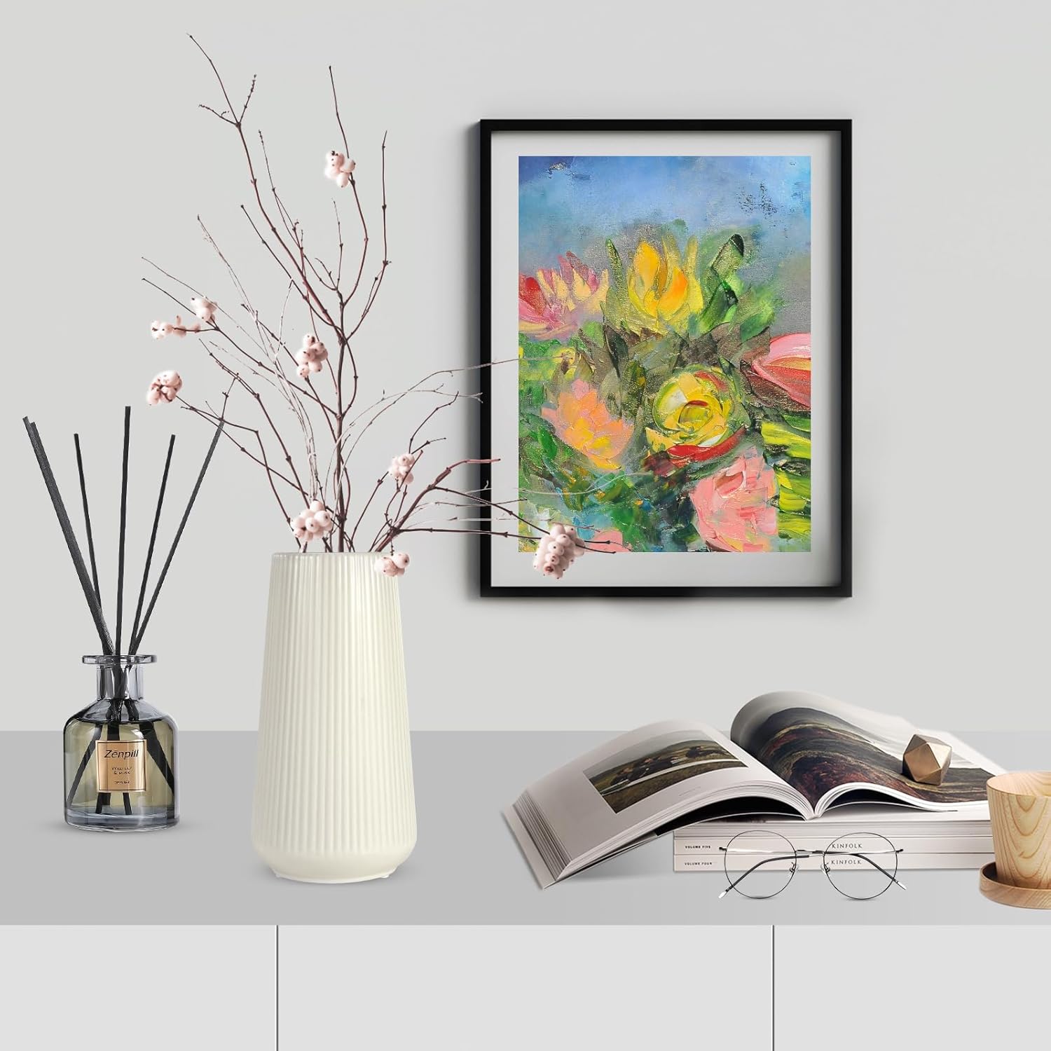 Vaso de cerâmica amarelo, um vasinho charmoso para flores de capim-dos-pampas, ideal para casa, sala de estar, mesa ou prateleira. - 3