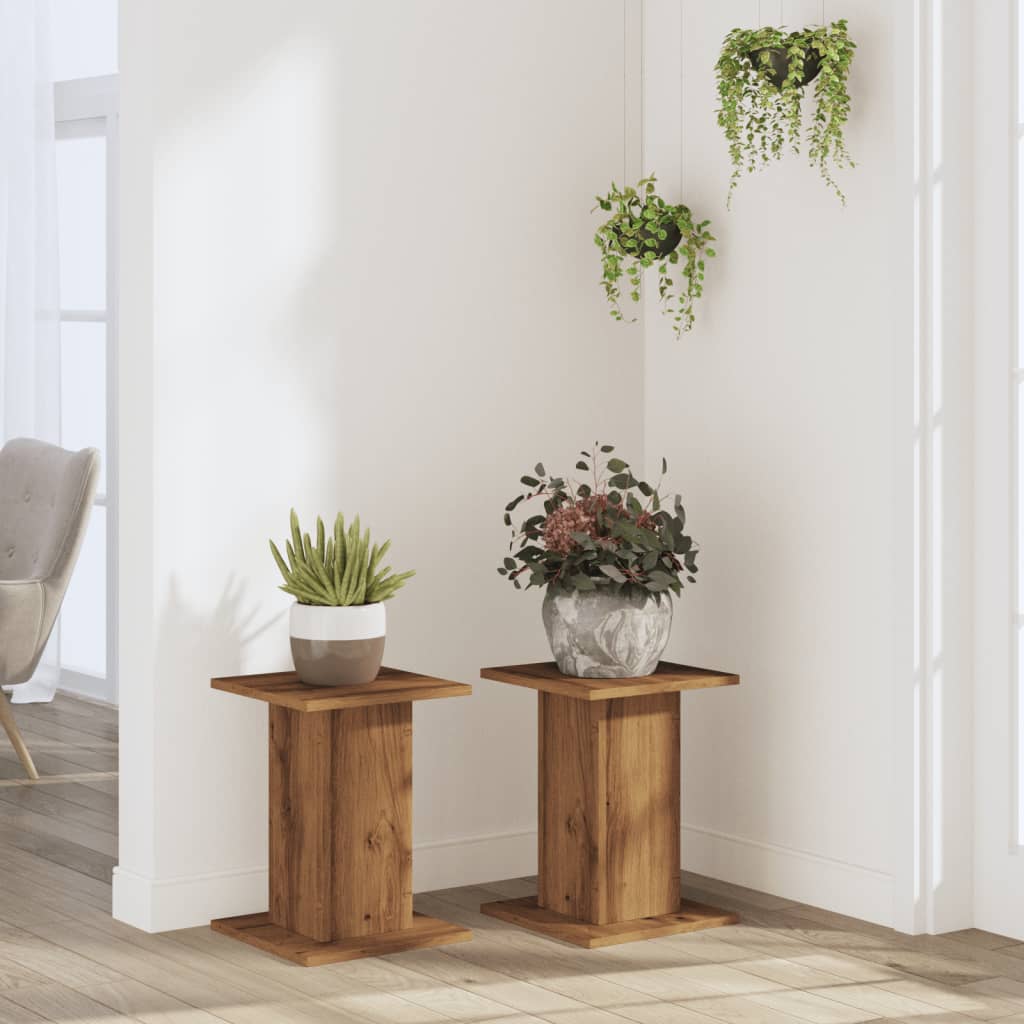 Maison Exclusive - Supports pour plantes 2 pcs chêne artisanal bois d'ingénierie - 3