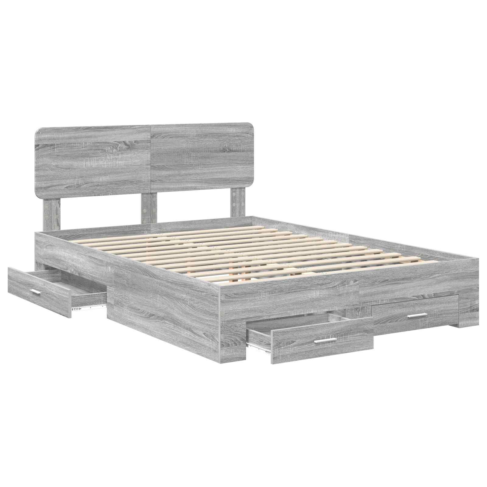 Cadre de lit gris 140 x 190 cm, panneau de bois - 5