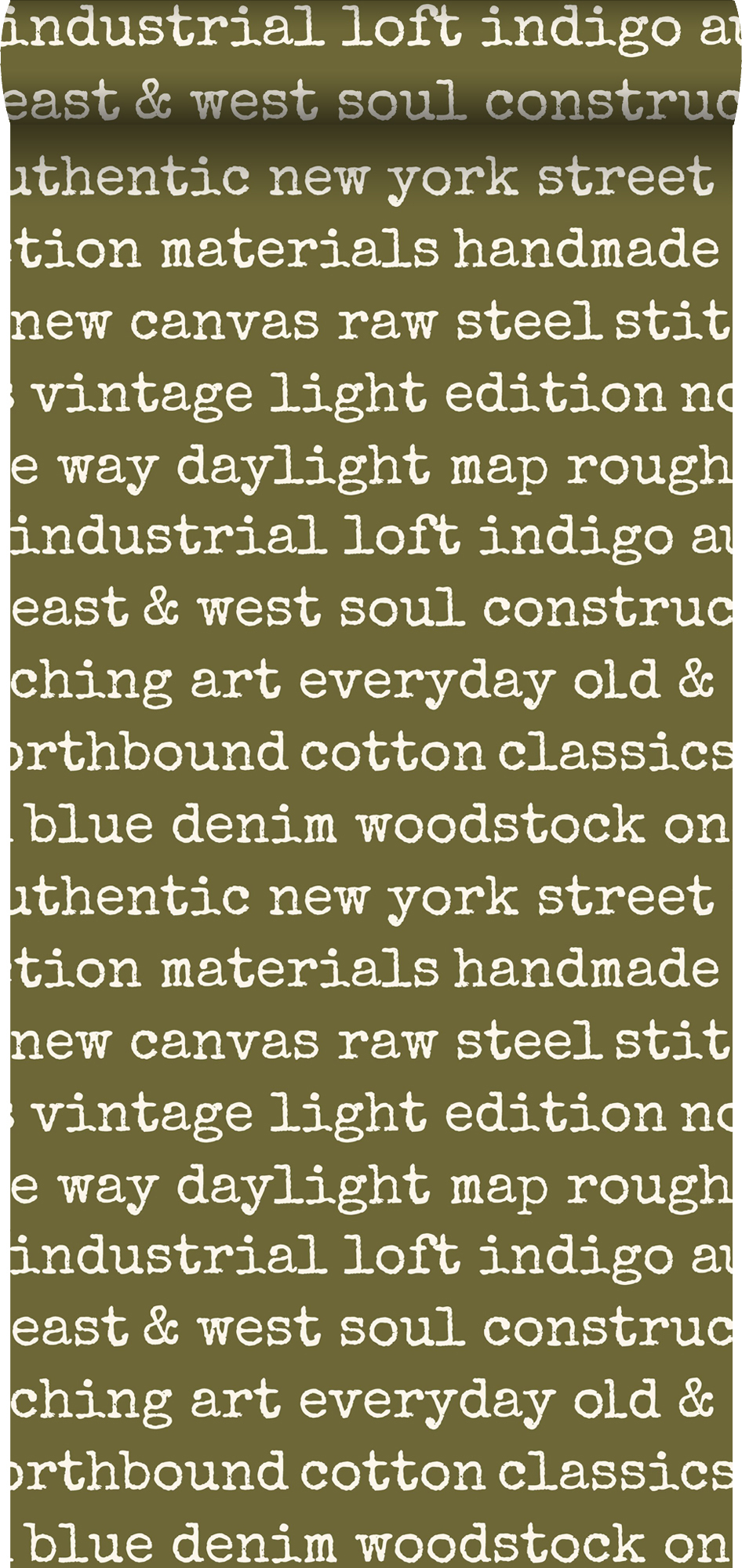 Papel pintado city talk textos verde oliva agrisado - 53 cm x 10.05 m - estahome