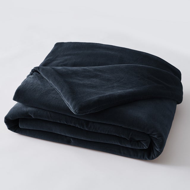 Bout de lit 90 x 200 cm velours de coton césar minuit Bleu foncé