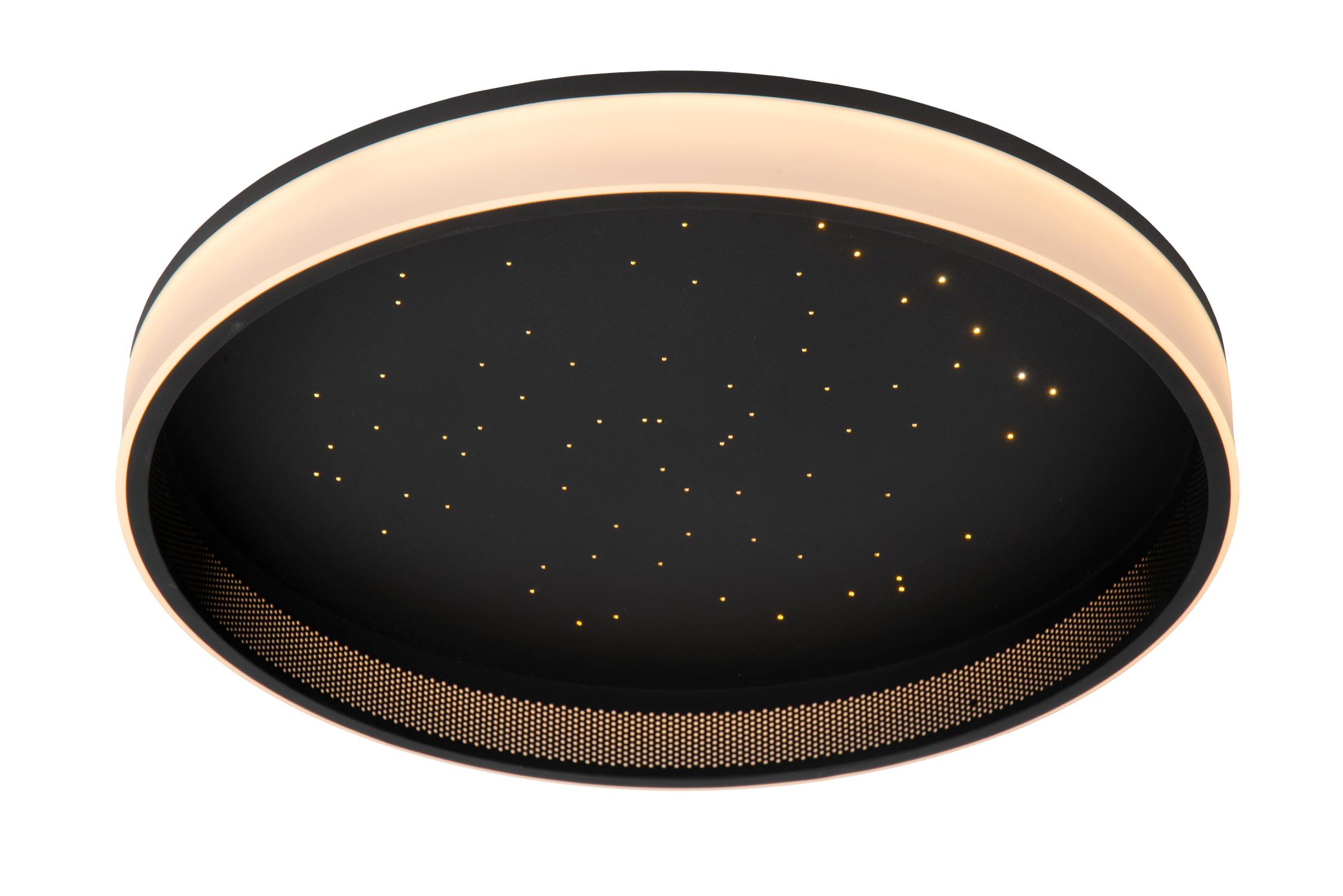 Plafon okrągły efekt gwiazd ESTREJA LED 40W Ciepła biel 2500lm czarno-biały wym:9x40x40cm IP20 Lucide