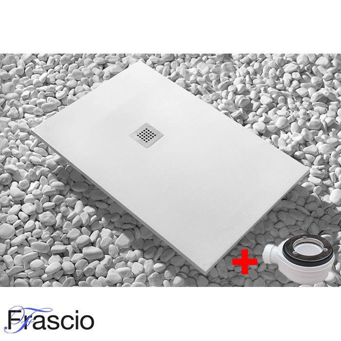 Brodzik Vulcano Line Slim White 70x150 cm z żywicy syntetycznej i proszku marmurowego z wolnym odpływem - FRASCIO