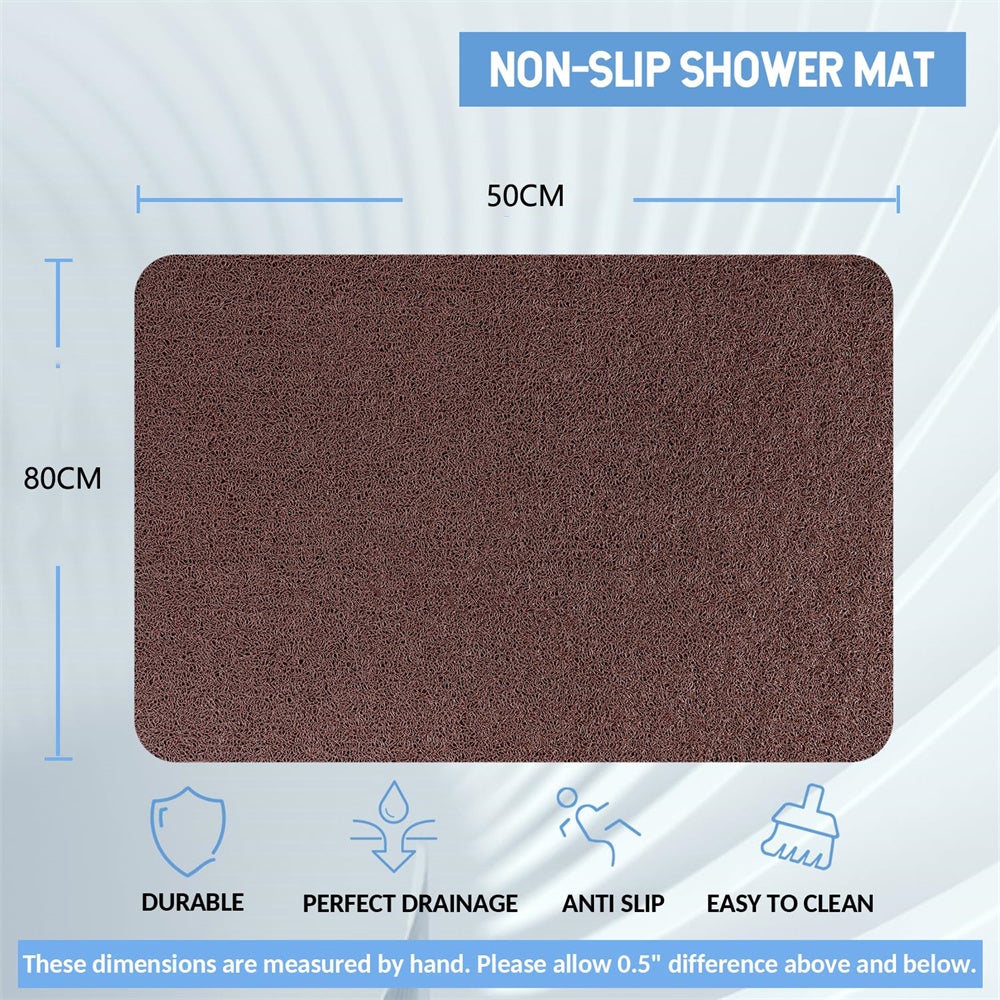 Tapis de bain, tapis de baignoire,tapis de douche en luffa,tapis de sol pour toilettes, avec semelle antidérapante à coussin d'air, 50 x 80 cm, marron - 2
