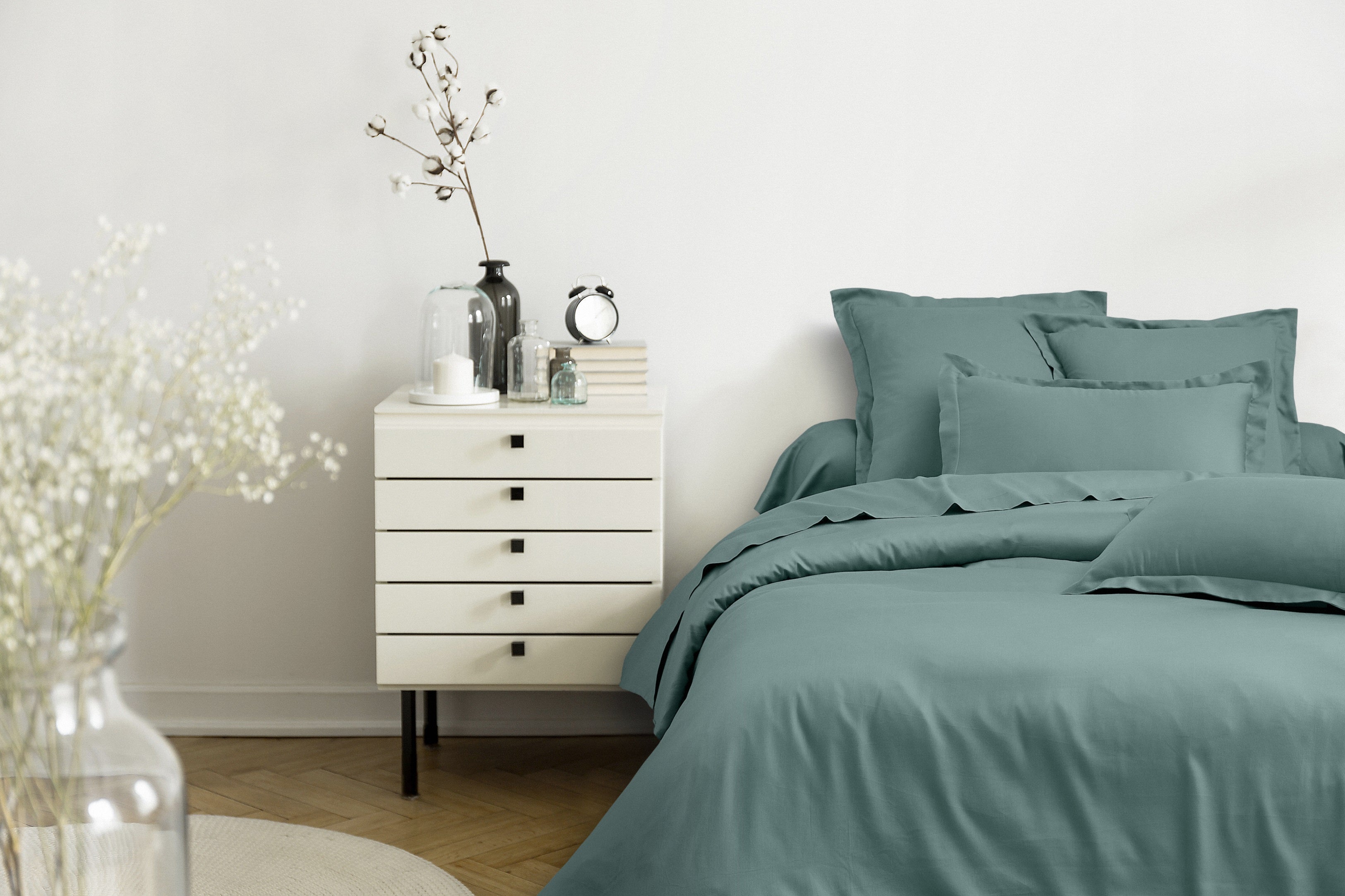 Blanc Avenue housse de couette 2 personnes 260X240 cm satin de coton