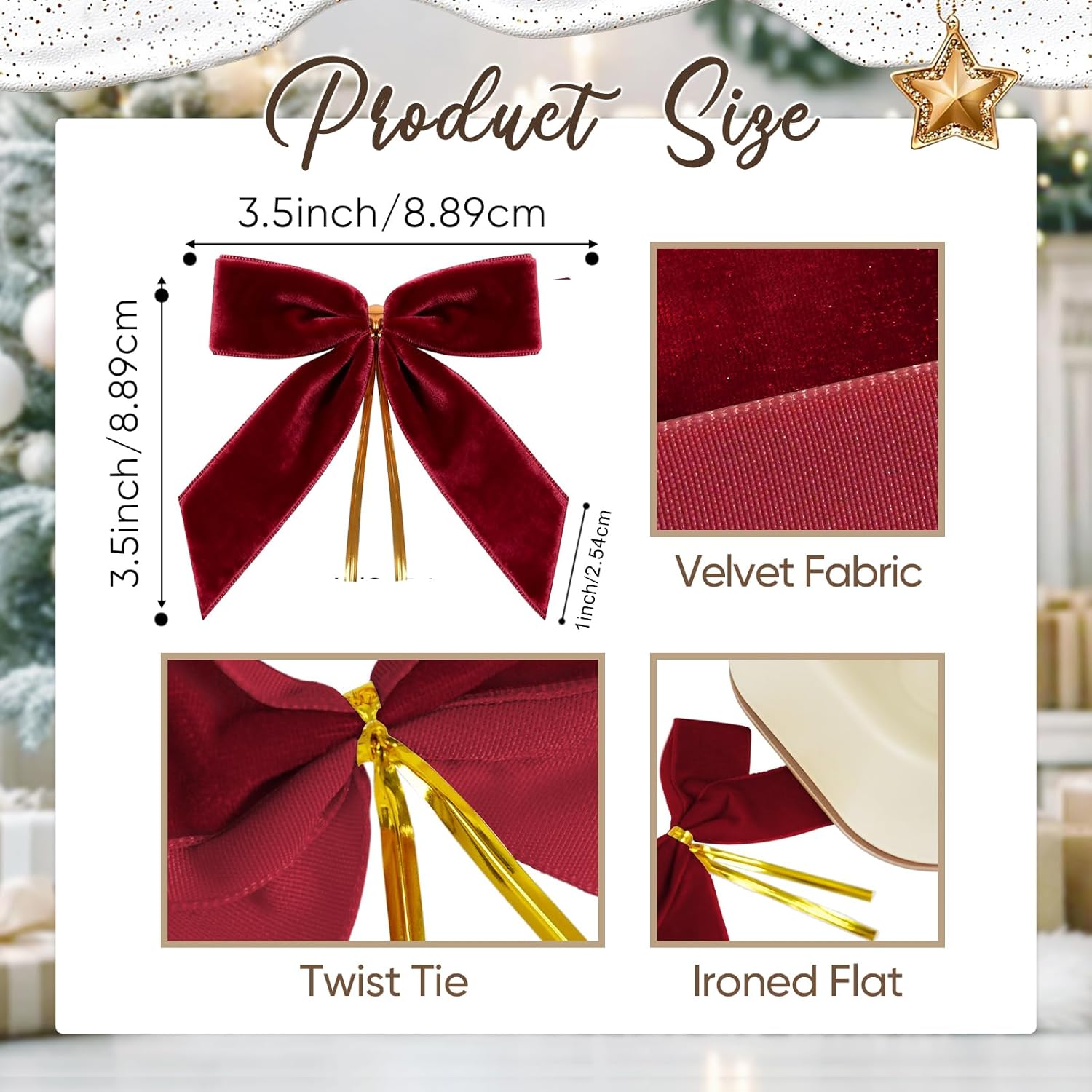 24 Pcs Velvet Noël Arcs Pour Arbre De Noël, Guirlande, Cadeau