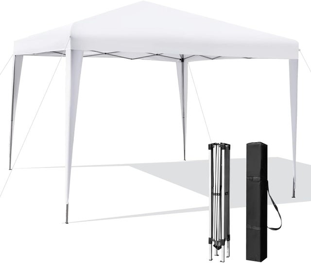 Tonnelle Pliante 3x3m Avec Parois - 2 Barres Pare-vent, Toit Argenté Imperméable, Parois à Fenêtres - Idéale Jardin, événements