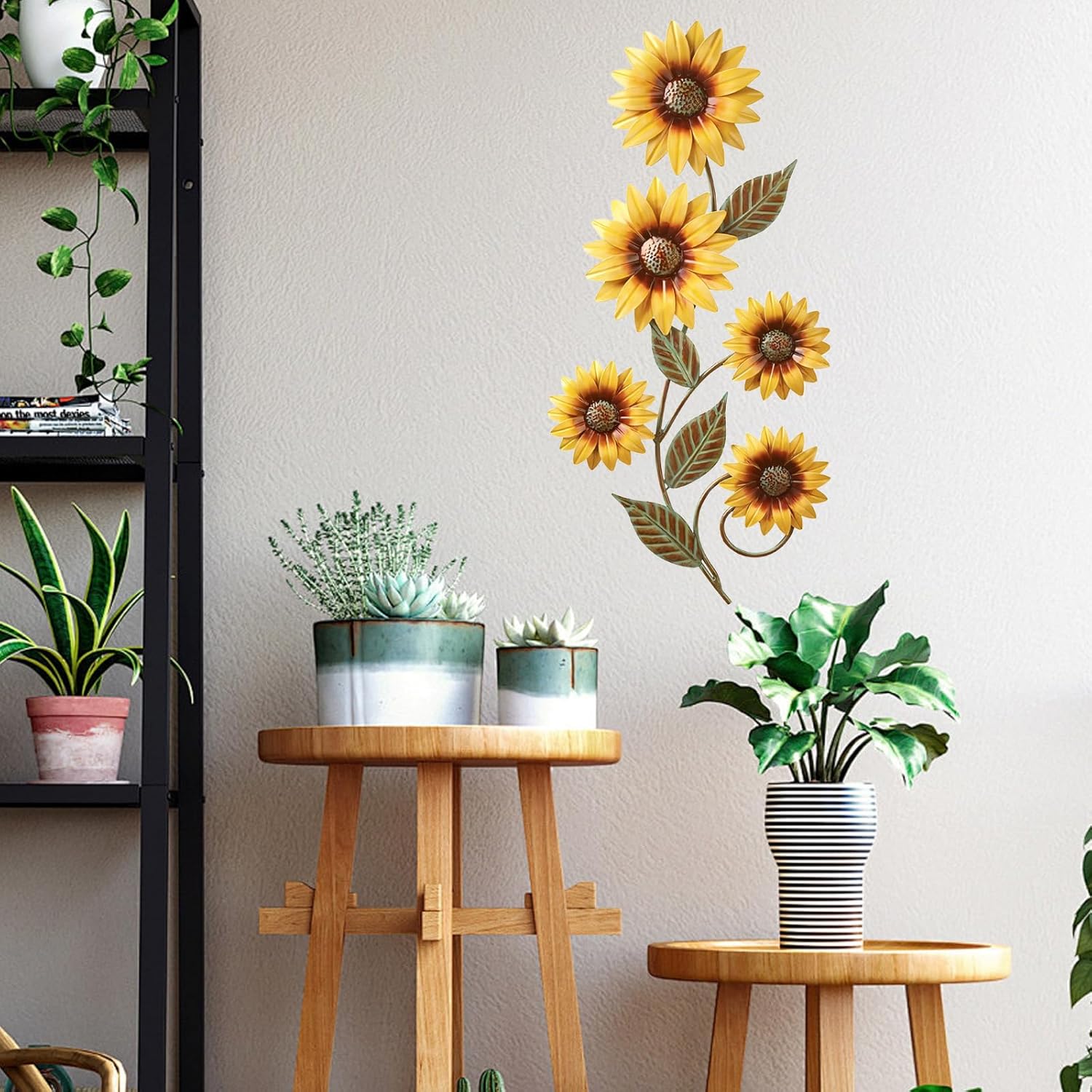 Décoration Murale de Fleur en Métal,Tournesol Decoration Murale Jardin Exterieur,Pour Intérieur ou Extérieur,Maison,Jardin,Cour,Terrasse,Clôture - 5