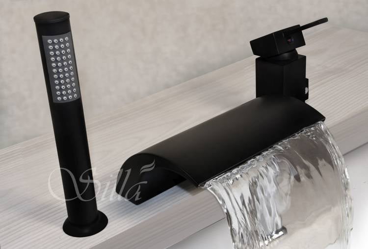 Silla Robinet De Baignoire en Laiton sur plage 3 trous, Noir mat - 3
