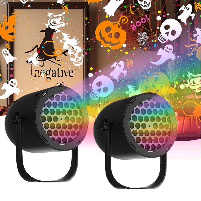 2 * Mini Projektor USB Halloween - Projektor Wzorów Świetlnych do Dekoracji Domu, Biura i na Przyjęcia Urodzinowe