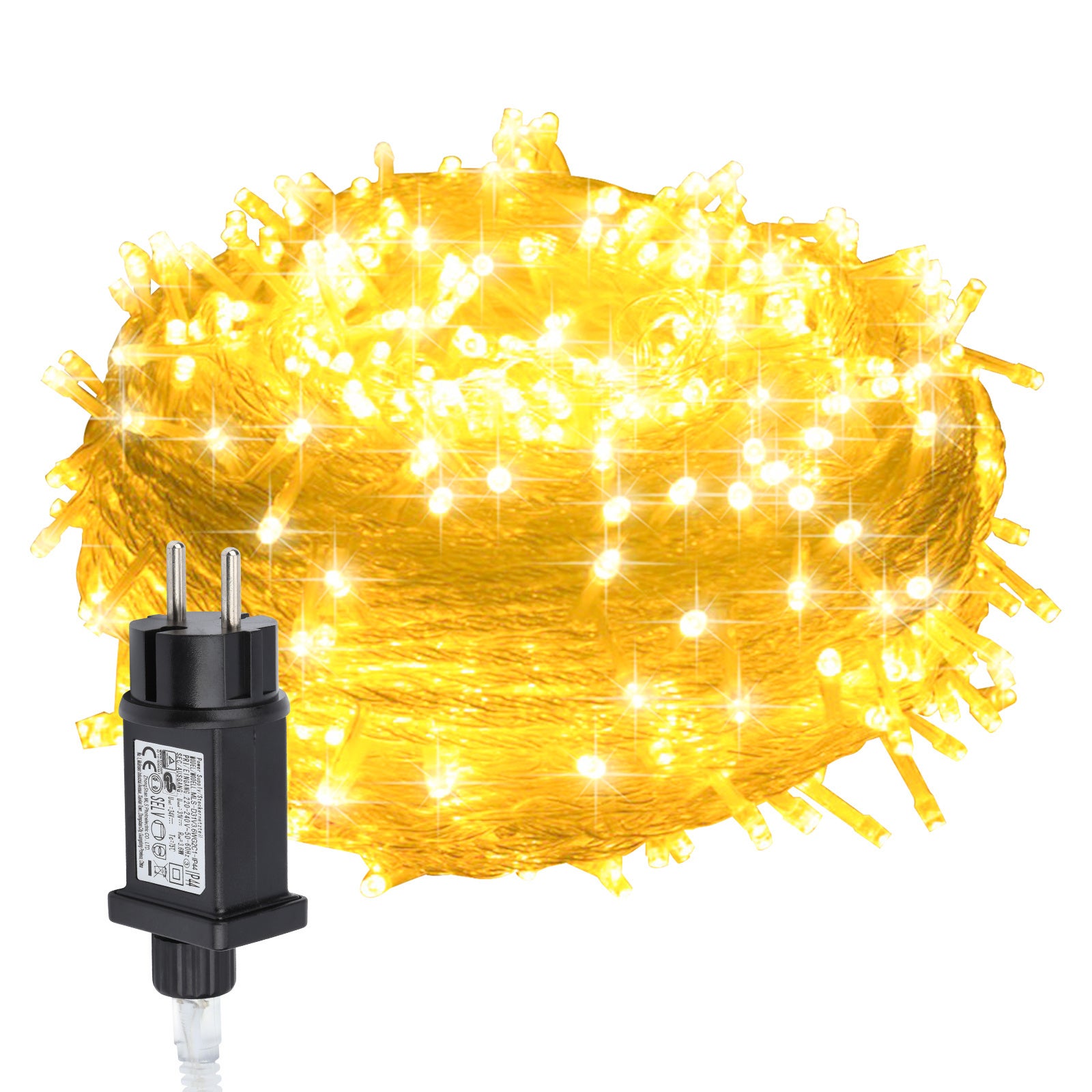Łańcuch świetlny LED 20 m, 200 diod LED, IP44, 8 trybów, ślub, oświetlenie zewnętrzne, wewnętrzne, ogrodowe, dekoracja świąteczna, ciepła biel