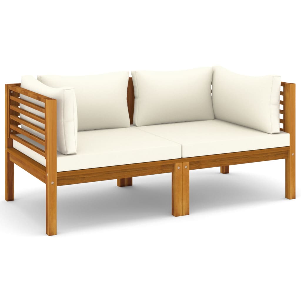 Salon bas de jardin en bois Beige 2 personnes - 2