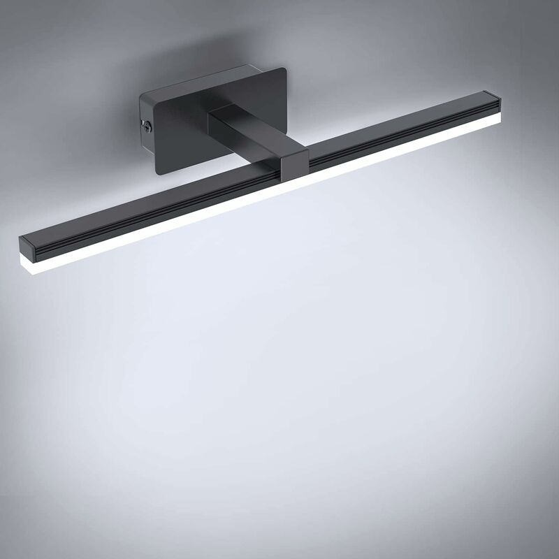 Oświetlenie lustra LED 9W, 6000K, chłodne białe oświetlenie lustra łazienkowego, 40 cm, czarne oświetlenie przednie lustra (bez przełącznika)