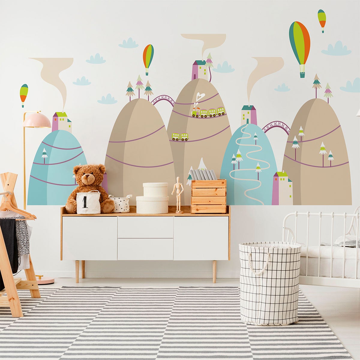 Adesivi mongolfiere montagne scandinave alto - Sticker adesivo - adesivi murali - 70x105cm - 3